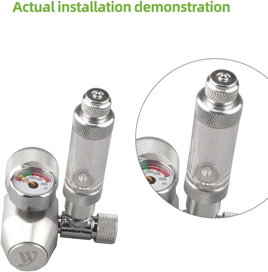 شمارنده حباب CO2 آلیاژ آلومینیوم Staright با شیر یک طرفه برای دستگاه اندازه گیری دی اکسید کربن آکواریوم، تک سر