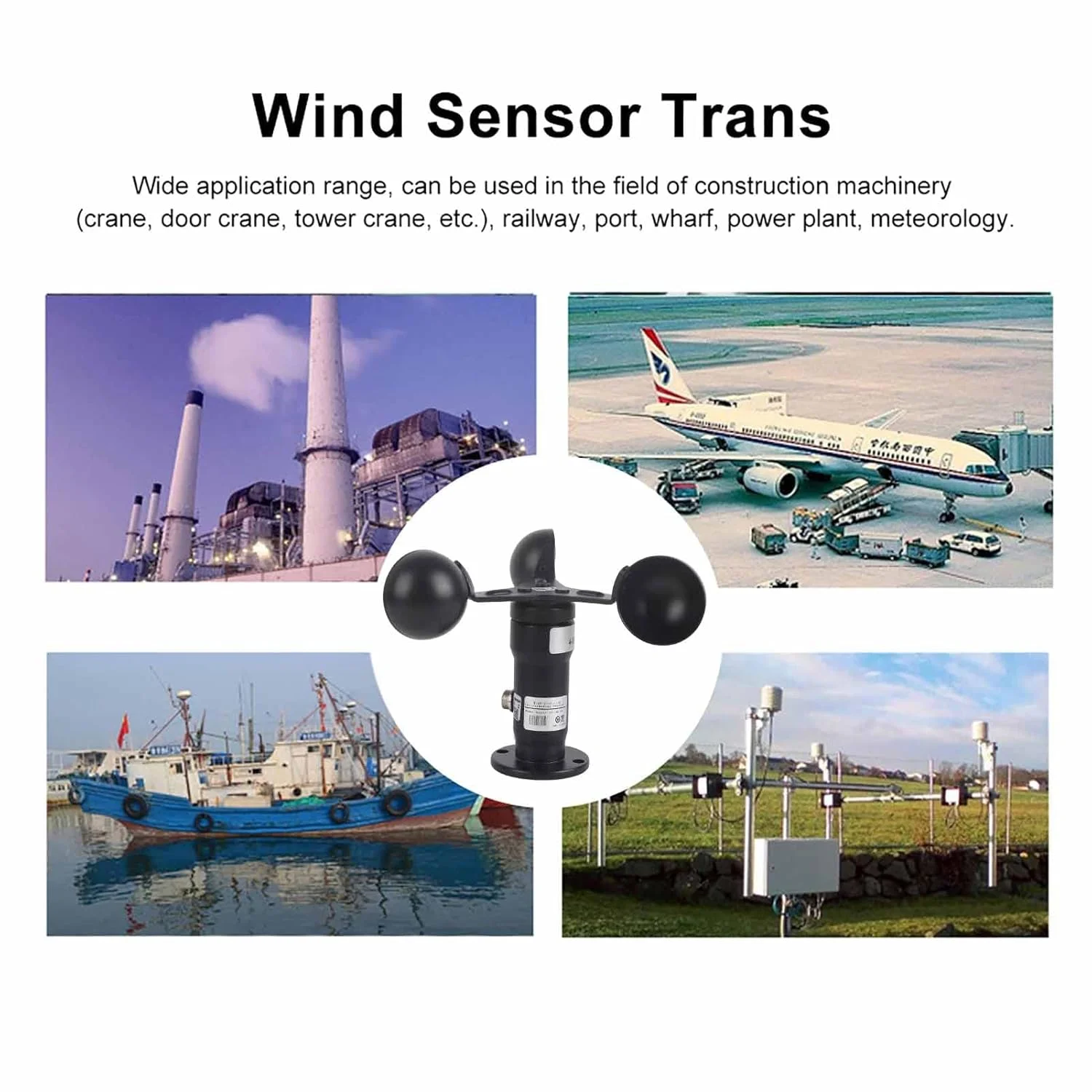 بادنما و نشانگر جهت باد Srliya، 20x18x18، خروجی سیگنال پالسی 4-20 میلی آمپر، سنسور بادی آلیاژ آلومینیوم، سرعت سنج و آشکارساز باد