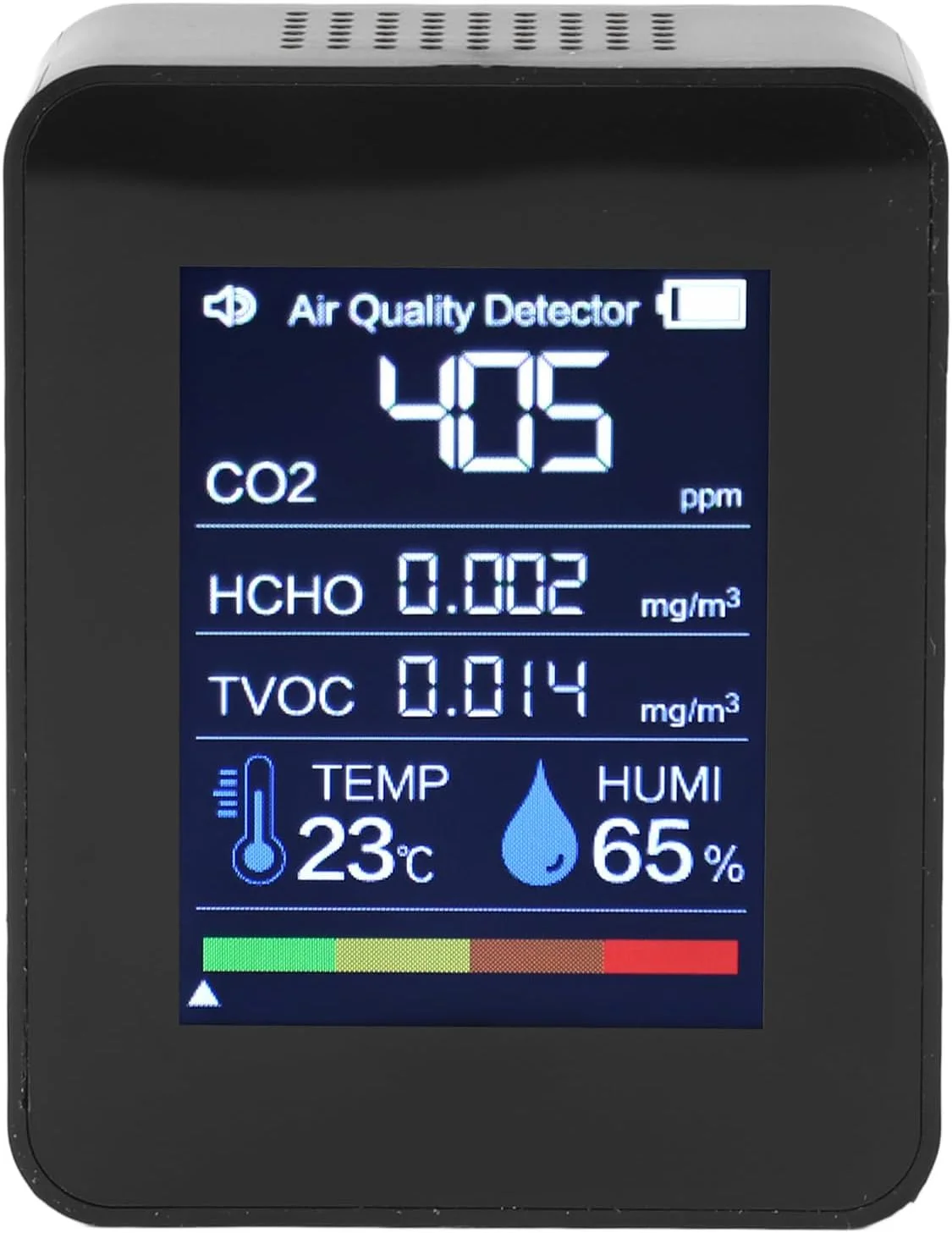 دستگاه تشخیص کیفیت هوای 5 در 1 قابل حمل Sunisfa، تستر داخلی CO2 HCHO TVOC، مانیتور دما و رطوبت برای دفتر، خودرو، خانه
