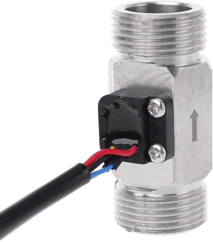 فلومتر آب استیل ضد زنگ Adnana G3/4 اینچ با سنسور اندازه گیری دمای NTC، فلومتر دیجیتال اثر هال، سنسور جریان توربینی