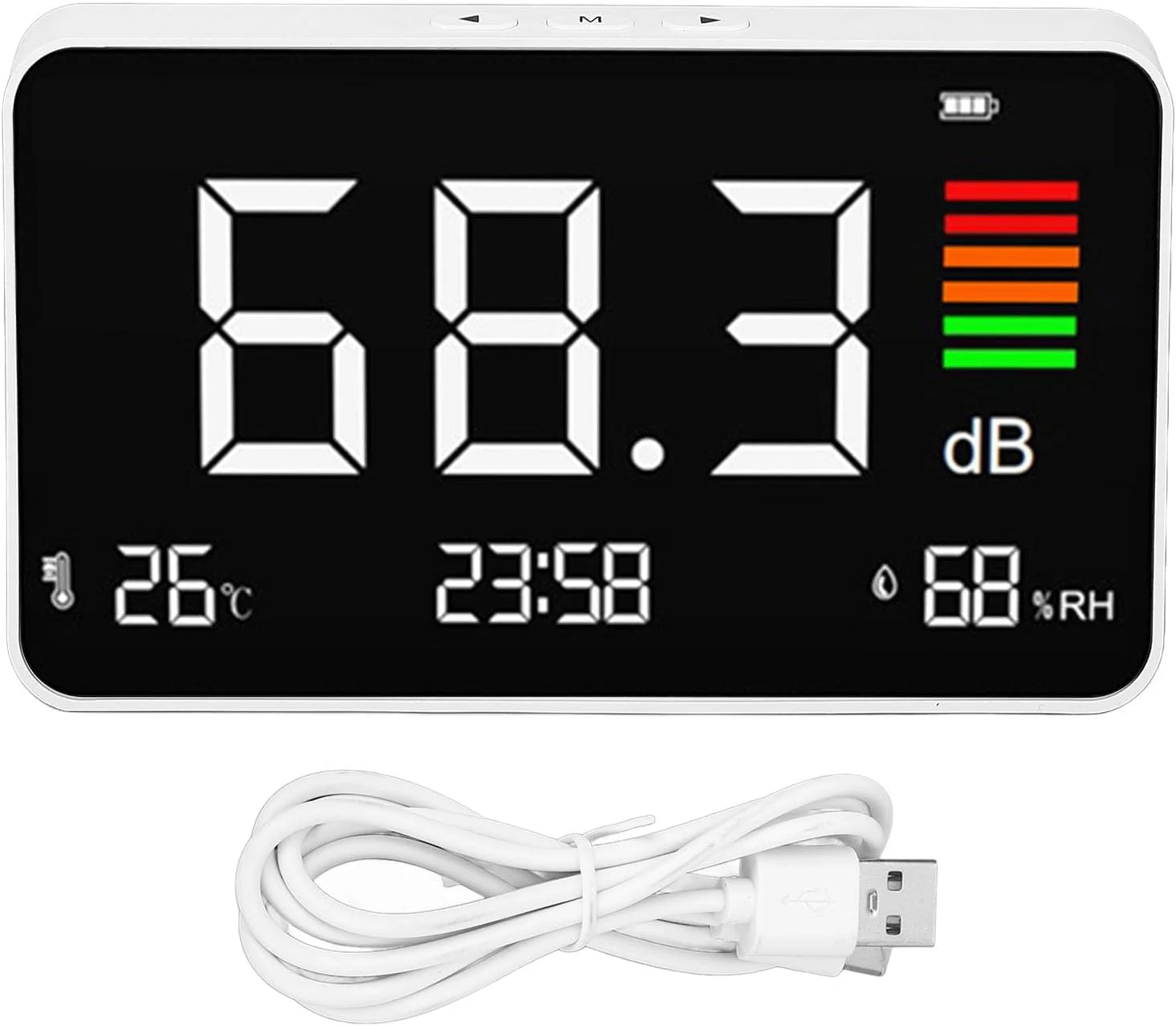 صداسنج سانیسفا، مانیتورینگ سطح نویز در زمان واقعی با تشخیص دما و رطوبت برای خانه، مدرسه، دفتر، صداسنج دیجیتال رومیزی با نور پس زمینه LCD، 30-130dBA