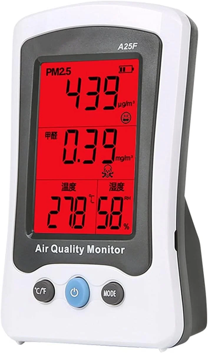دستگاه تشخیص گاز SJHDKLW مدل A25F، تستر کیفیت هوای خانگی PM2.5، تشخیص دود، ردیاب فرمالدئید، ردیاب نشت گاز