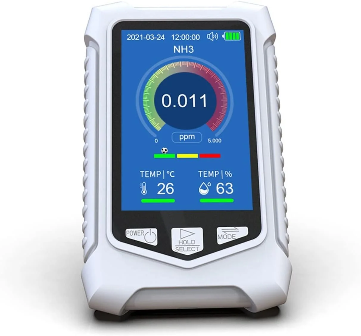 دستگاه تشخیص گاز SilteD چند منظوره آمونیاک، ردیاب هوای دستی، دماسنج و رطوبت سنج، ردیاب فرمالدهید و گرد و غبار با آلارم حجم بالا و صفحه نمایش دیجیتال LCD