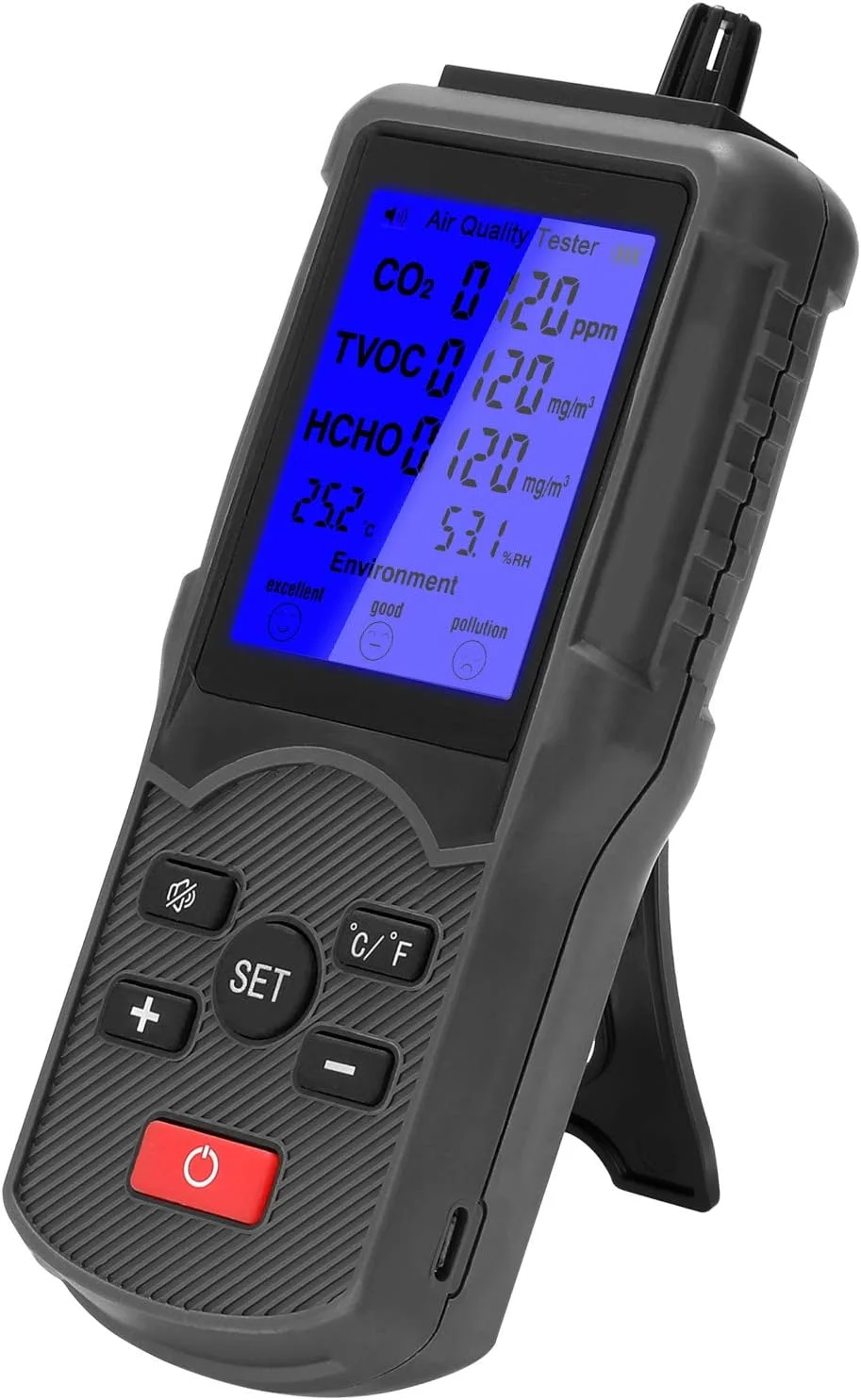 دستگاه تشخیص گاز دی اکسید کربن SilteD، تستر کیفیت هوا چند منظوره CO2 TVOC، دستگاه اندازه گیری دما و رطوبت