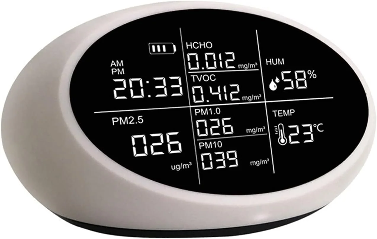 دستگاه سنجش کیفیت هوا Shandongmt، آشکارساز فرمالدئید گرد و غبار، نسخه انگلیسی با دفترچه راهنمای انگلیسی PM2.5 HCHO TVOC دما رطوبت