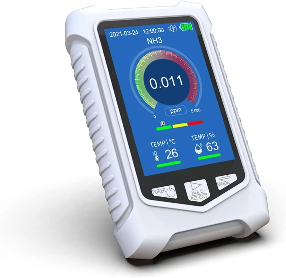 دستگاه تشخیص گاز SilteD چند منظوره آمونیاک، ردیاب هوای دستی، دماسنج و رطوبت سنج، ردیاب فرمالدهید و گرد و غبار با آلارم حجم بالا و صفحه نمایش دیجیتال LCD