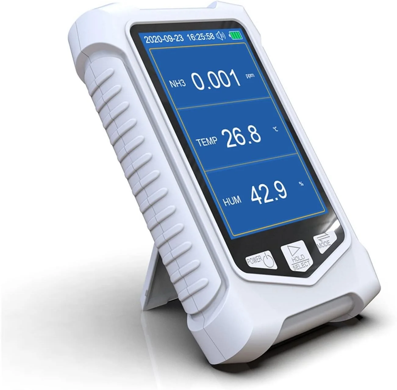 دستگاه تشخیص گاز SilteD چند منظوره آمونیاک، ردیاب هوای دستی، دماسنج و رطوبت سنج، ردیاب فرمالدهید و گرد و غبار با آلارم حجم بالا و صفحه نمایش دیجیتال LCD