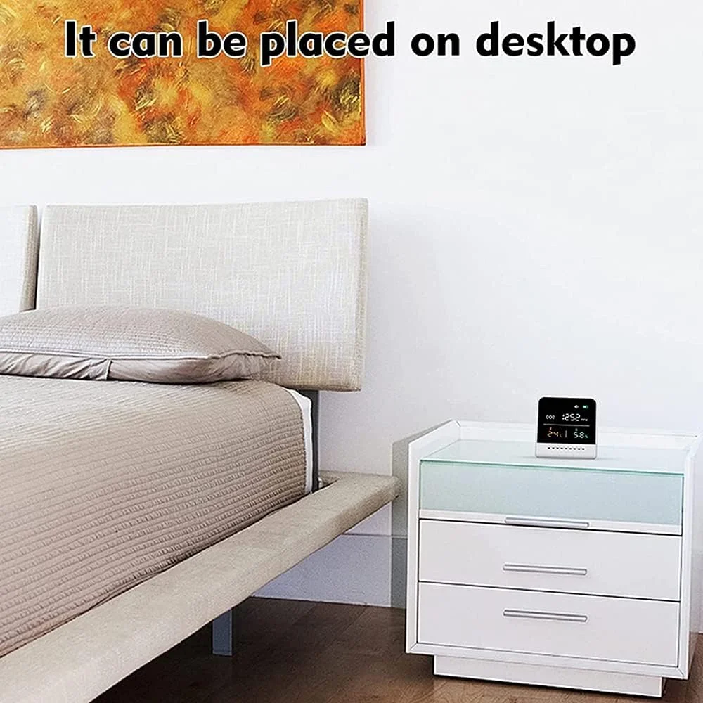 مانیتور کیفیت هوا Shandongmt با نمایشگر LCD بزرگ، متر CO2، آشکارساز دی اکسید کربن برای نظارت بر کیفیت هوا در خانه/دفتر