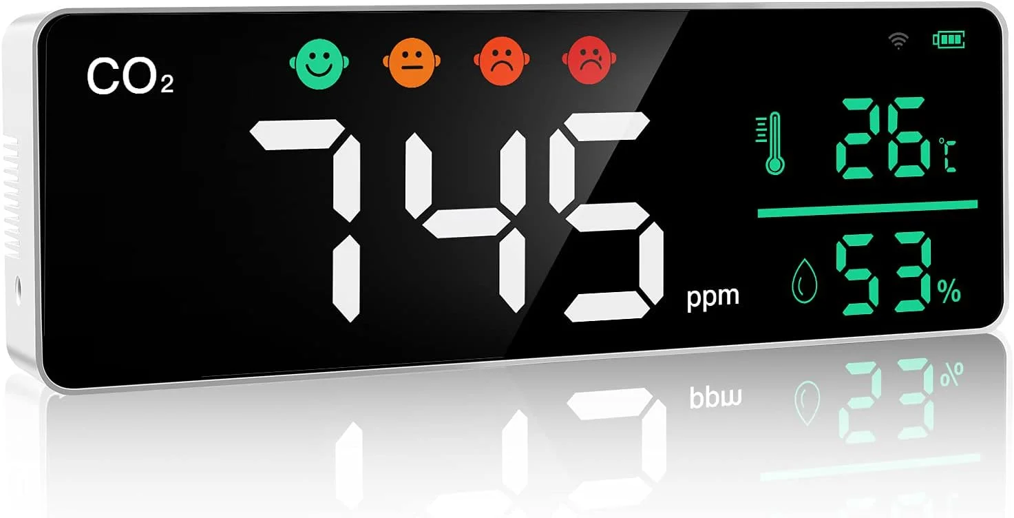 دستگاه سنجش دی اکسید کربن Shandongmt با قابلیت نصب روی دیوار، ردیاب دی اکسید کربن دما، مانیتور کیفیت هوا سنسور NDIR ثبت کننده داده ها محدوده 400 تا 5000ppm، صفحه نمایش بزرگ برای استفاده در خانه/دفتر/مدرسه