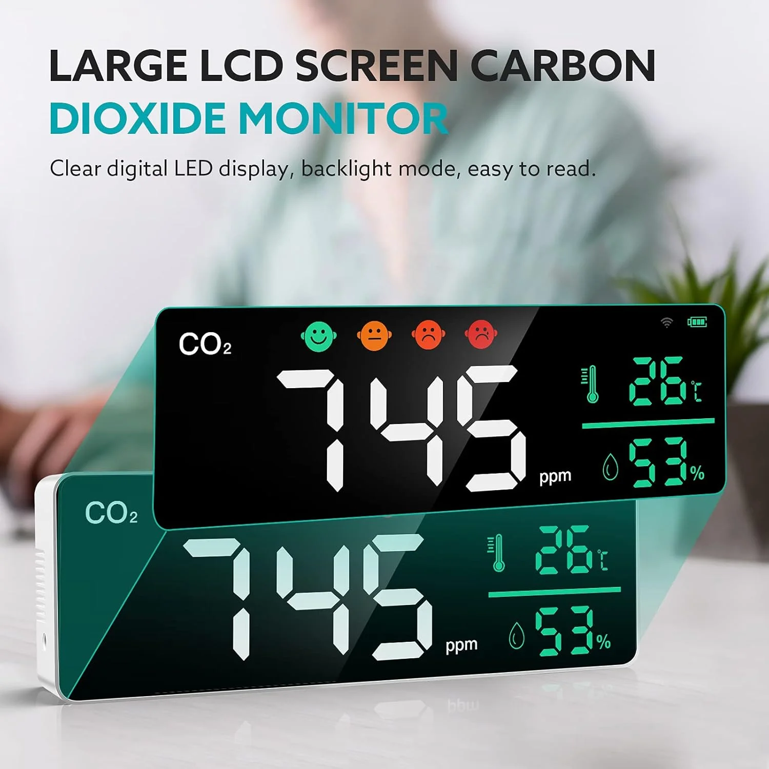 دستگاه سنجش دی اکسید کربن Shandongmt با قابلیت نصب روی دیوار، ردیاب دی اکسید کربن دما، مانیتور کیفیت هوا سنسور NDIR ثبت کننده داده ها محدوده 400 تا 5000ppm، صفحه نمایش بزرگ برای استفاده در خانه/دفتر/مدرسه