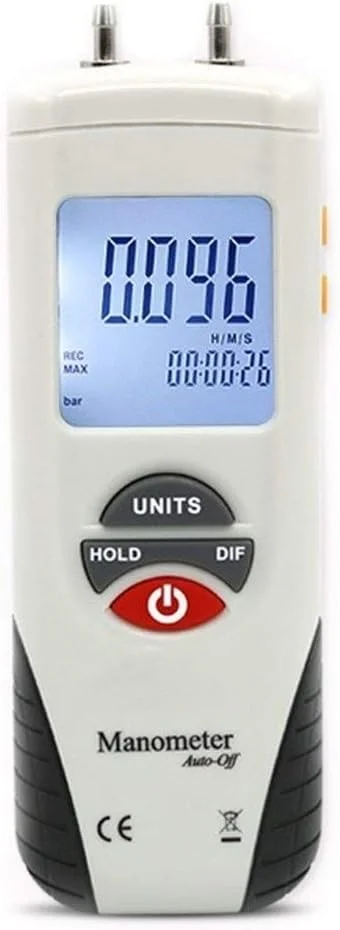 فشارسنج دیجیتال دستی Shandongmt، کیت گیج اختلاف فشار هوا، ابزار اندازه گیری با قابلیت نگهداری داده تا -13kPa