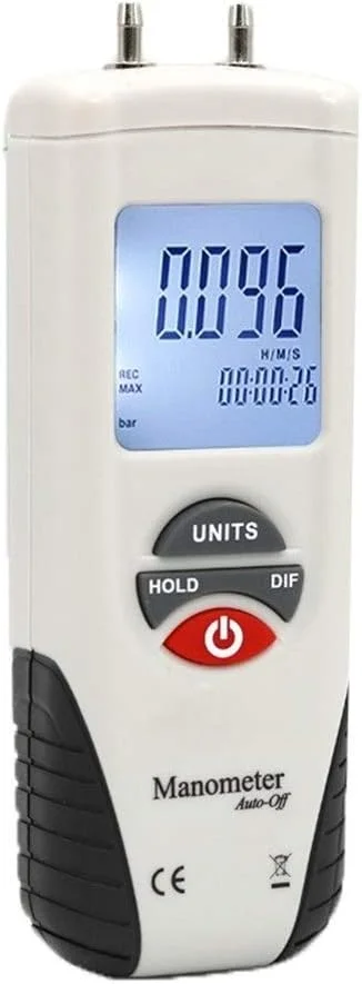 فشارسنج دیجیتال دستی Shandongmt، کیت گیج اختلاف فشار هوا، ابزار اندازه گیری با قابلیت نگهداری داده تا -13kPa