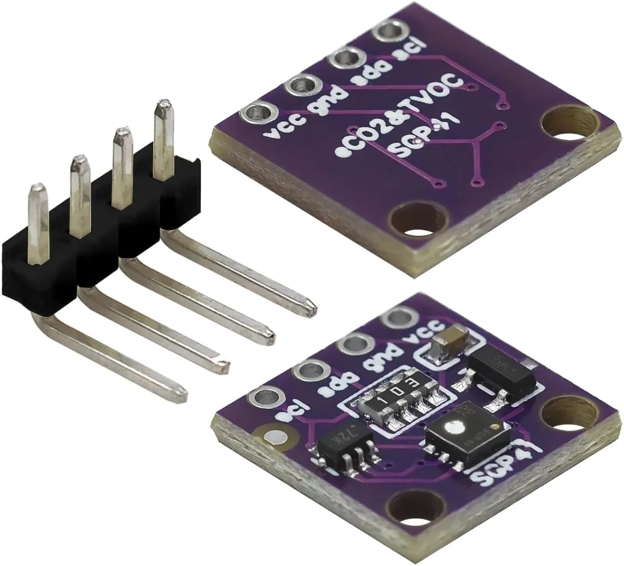 ماژول سنسور گاز SGP30 41 TVOC/eCO2، سنجش کیفیت هوا، فرمالدهید و دی اکسید کربن (برد مشکی SGP41)