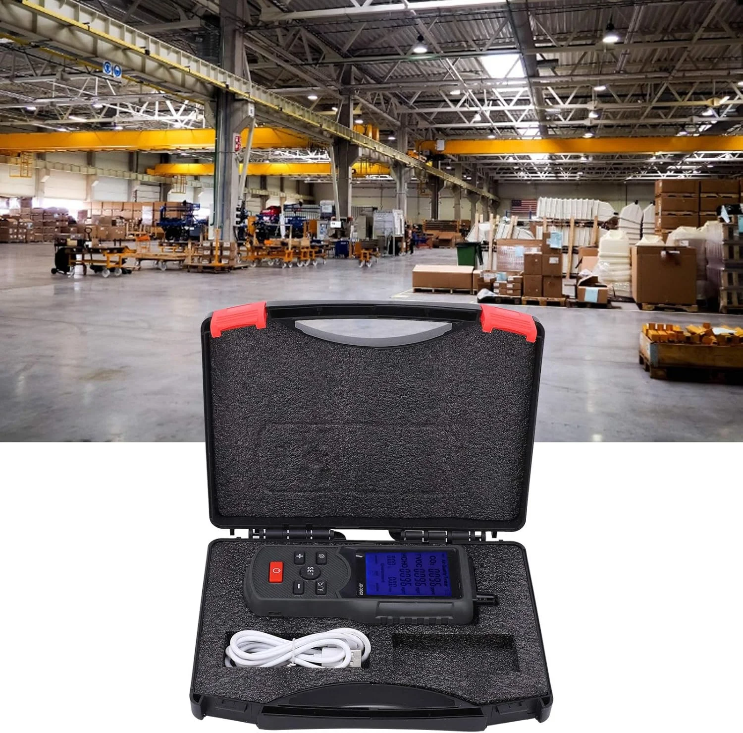 دستگاه سنجش کیفیت هوا RIZGHWOY، ردیاب CO2، متر TVOC HCHO با سنسور دما و رطوبت برای استفاده در منزل، دفتر کار و صنعت مدل JD3002