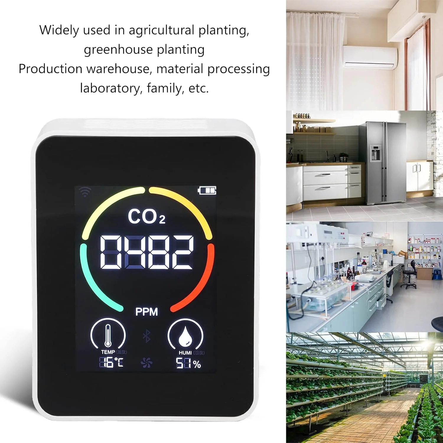 مانیتور کیفیت هوای نیمه هادی با حسگر دما و رطوبت PGL28ACO2 ZNAZGG01 آشکارساز CO2 (سفید)