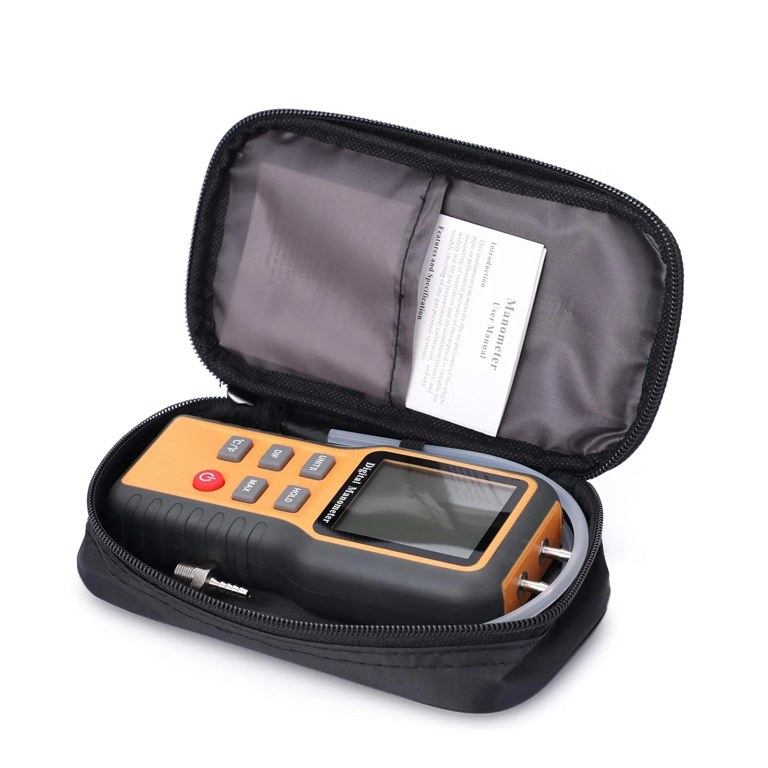 مانومتر ROYHH، مانومتر دیجیتال با صفحه نمایش LCD قابل تعویض ℃ ℉، 12 واحد فشار قابل تنظیم، ابزار اندازه گیری دمای داخلی، دستگاه اندازه گیری فشار لوله ها