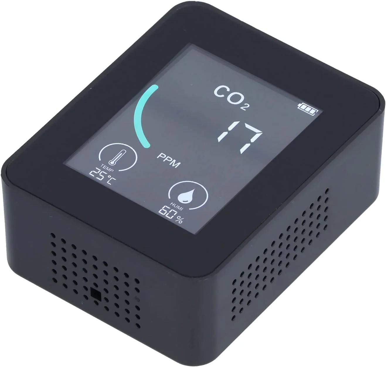 دستگاه تشخیص کیفیت هوا RvSky، مانیتورینگ بلادرنگ قابل حمل با عملکرد هشدار 2CO1T LCD CO2، دماسنج دیجیتال، مناسب برای دفاتر، منازل، باشگاه های ورزشی (مشکی)