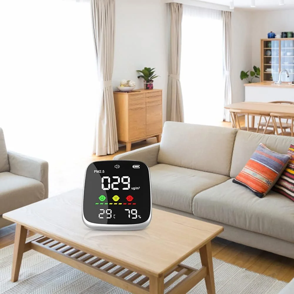 آنالیزور کیفیت هوای داخلی، ردیاب قابل حمل PM2.5 با قابلیت شارژ USB، ترموهیگرومتر چند منظوره، ردیاب هوای خانگی، مانیتور آلودگی هوای داخلی