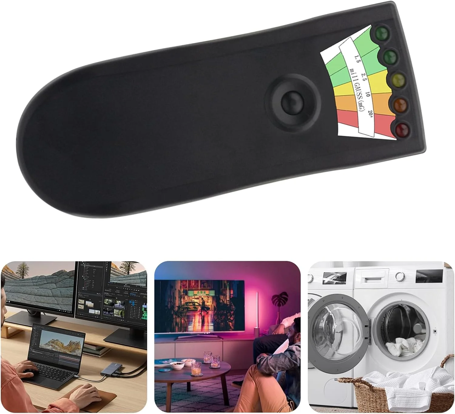 دستگاه EMF متر قابل شارژ با نشانگر LED پنج سطحی، ردیاب میدان مغناطیسی قابل حمل برای شکار ارواح و بازرسی در خانه، الکترومغناطیسی