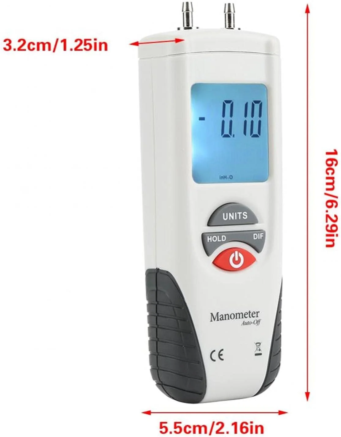 فشارسنج دیفرانسیل دیجیتال Raitron، فشارسنج دیفرانسیل دستی، مانومتر دیجیتال دستی، فشارسنج هوا، 11 واحد قابل انتخاب، ابزار