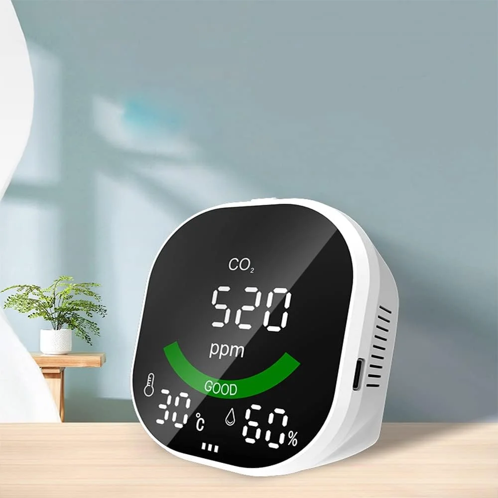 دستگاه سنجش کیفیت هوا، مانیتور CO2، دما، رطوبت، سنسور کانال NDIR، ردیاب نمایشگر CO2 بلادرنگ، مناسب برای خانه، دفتر، باشگاه، خودرو