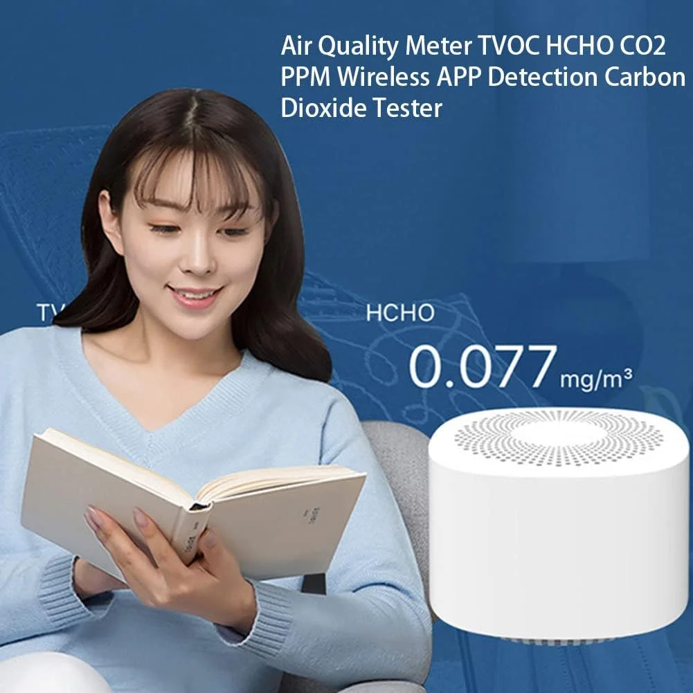 دستگاه سنجش کیفیت هوا TVOC HCHO CO2 PPM با قابلیت اتصال بی سیم و اپلیکیشن، تستر دی اکسید کربن، دستگاه سنجش کیفیت هوا