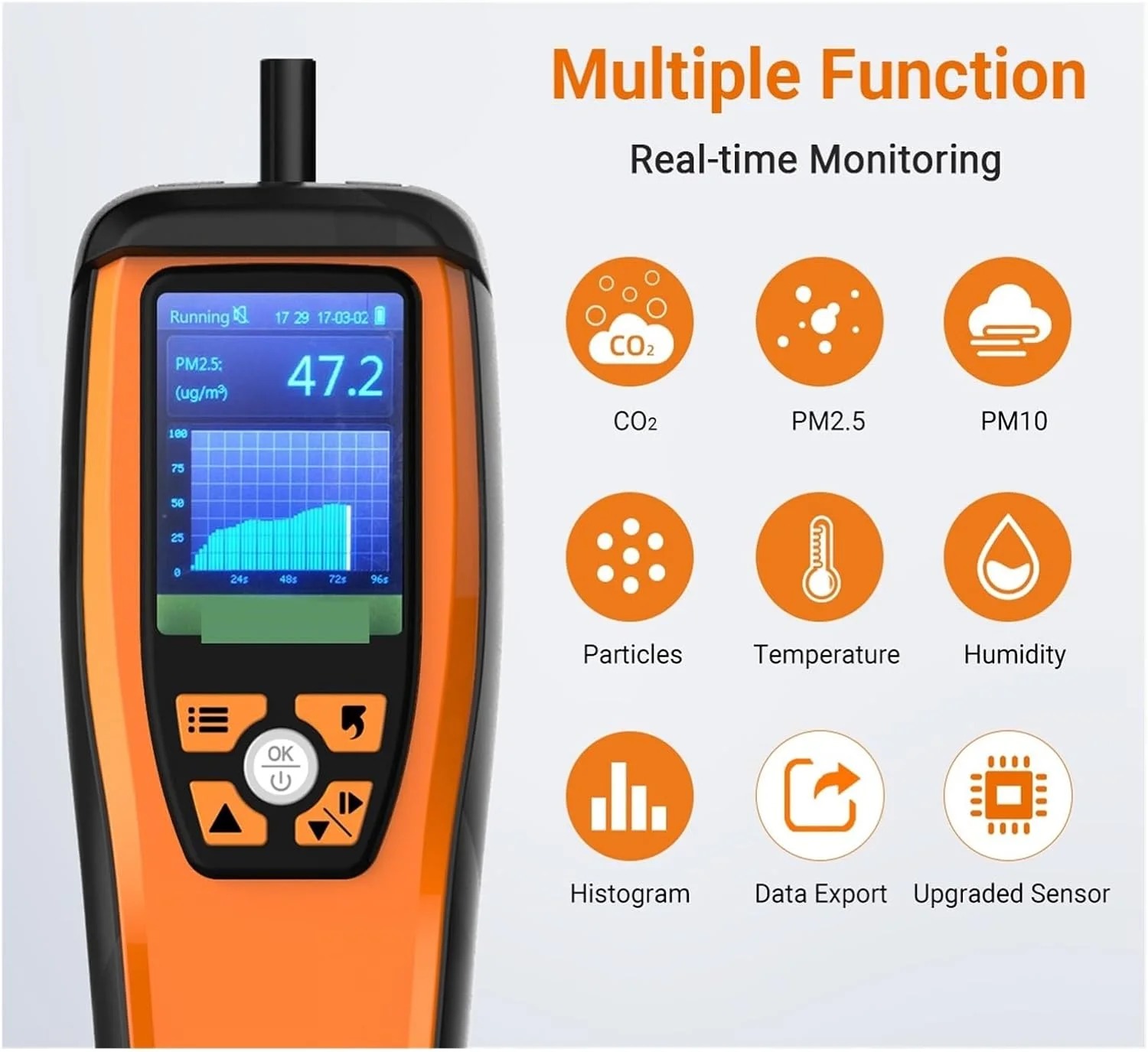دستگاه نظارت بر کیفیت هوا M2000C نسل دوم، دستگاه تست حرفه ای کیفیت هوا CO2 PM2.5 PM10 دما و رطوبت برای استفاده در محیط داخلی و خارجی با عمر باتری طولانی
