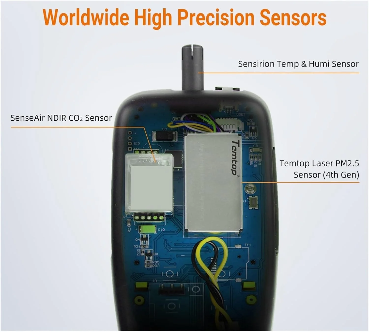 دستگاه نظارت بر کیفیت هوا M2000C نسل دوم، دستگاه تست حرفه ای کیفیت هوا CO2 PM2.5 PM10 دما و رطوبت برای استفاده در محیط داخلی و خارجی با عمر باتری طولانی
