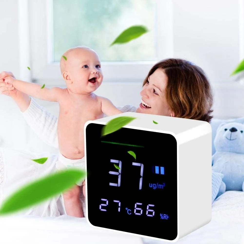 دستگاه تست کیفیت هوا PM2.5 قابل حمل، ابزار تست کیفیت هوا با قابلیت نمایش دما و رطوبت