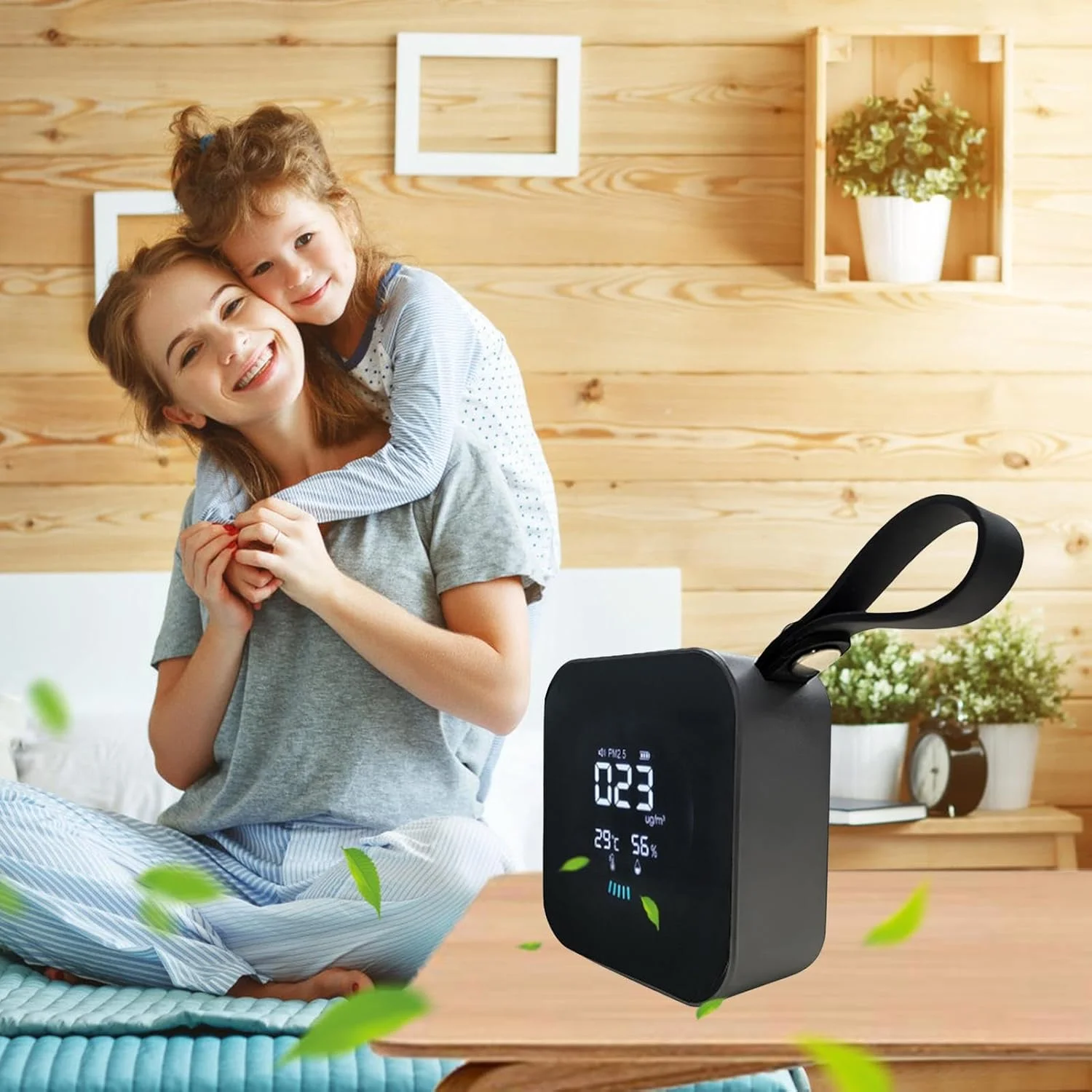دستگاه سنجش کیفیت هوای داخلی | مانیتور کوچک و قابل حمل کیفیت هوا با شارژ Type-C و صفحه نمایش LED - رطوبت سنج و دماسنج چند منظوره برای اتاق خواب و مناطق نشیمن