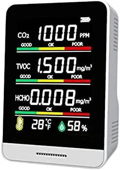 مانیتور کیفیت هوا LCD برای CO2، TVOC HCHO، دما و رطوبت