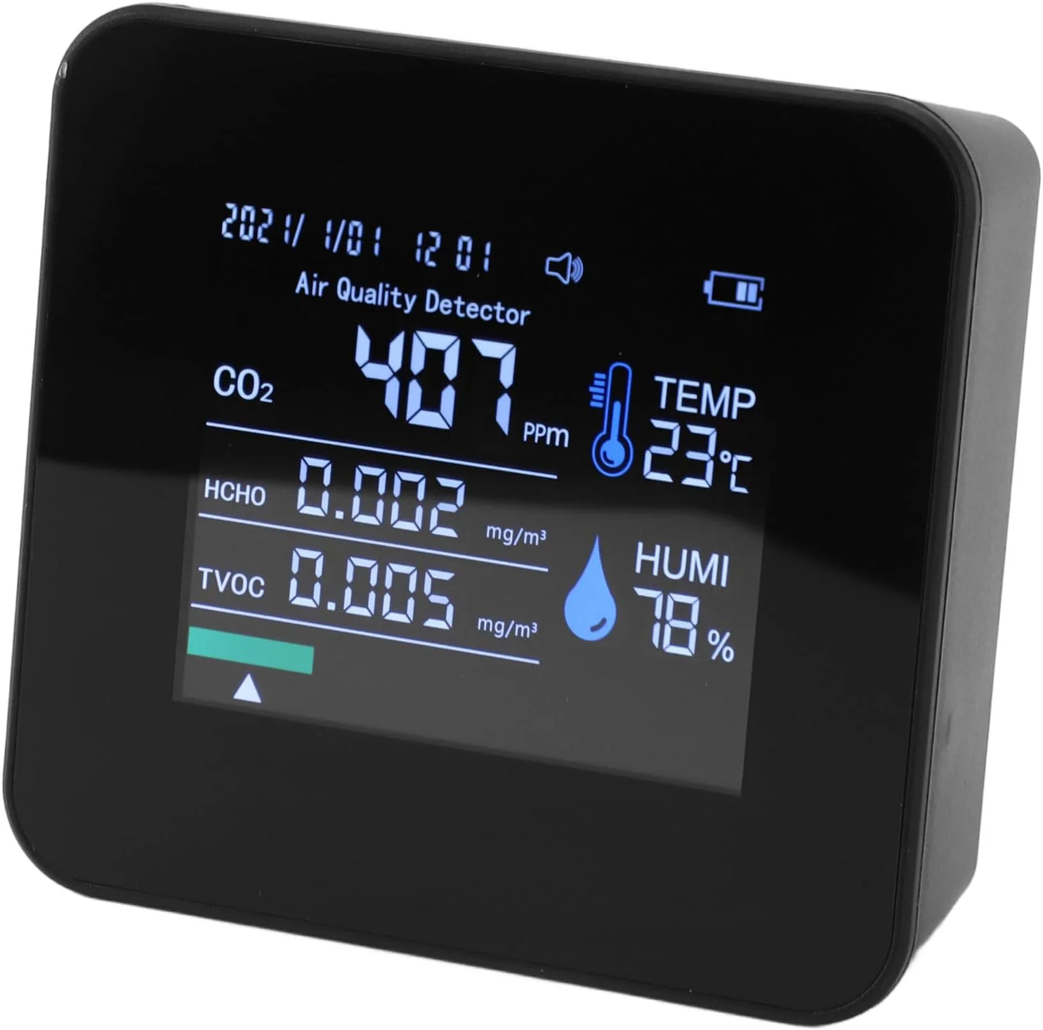 دستگاه سنجش کیفیت هوای داخل خانه VOMEKO 9 در 1، سنجش PM2.5 PM10 PM1.0 CO2 HCHO TVOC دما رطوبت و نمایش زمان، مناسب برای خانه، دفتر، مدرسه و...