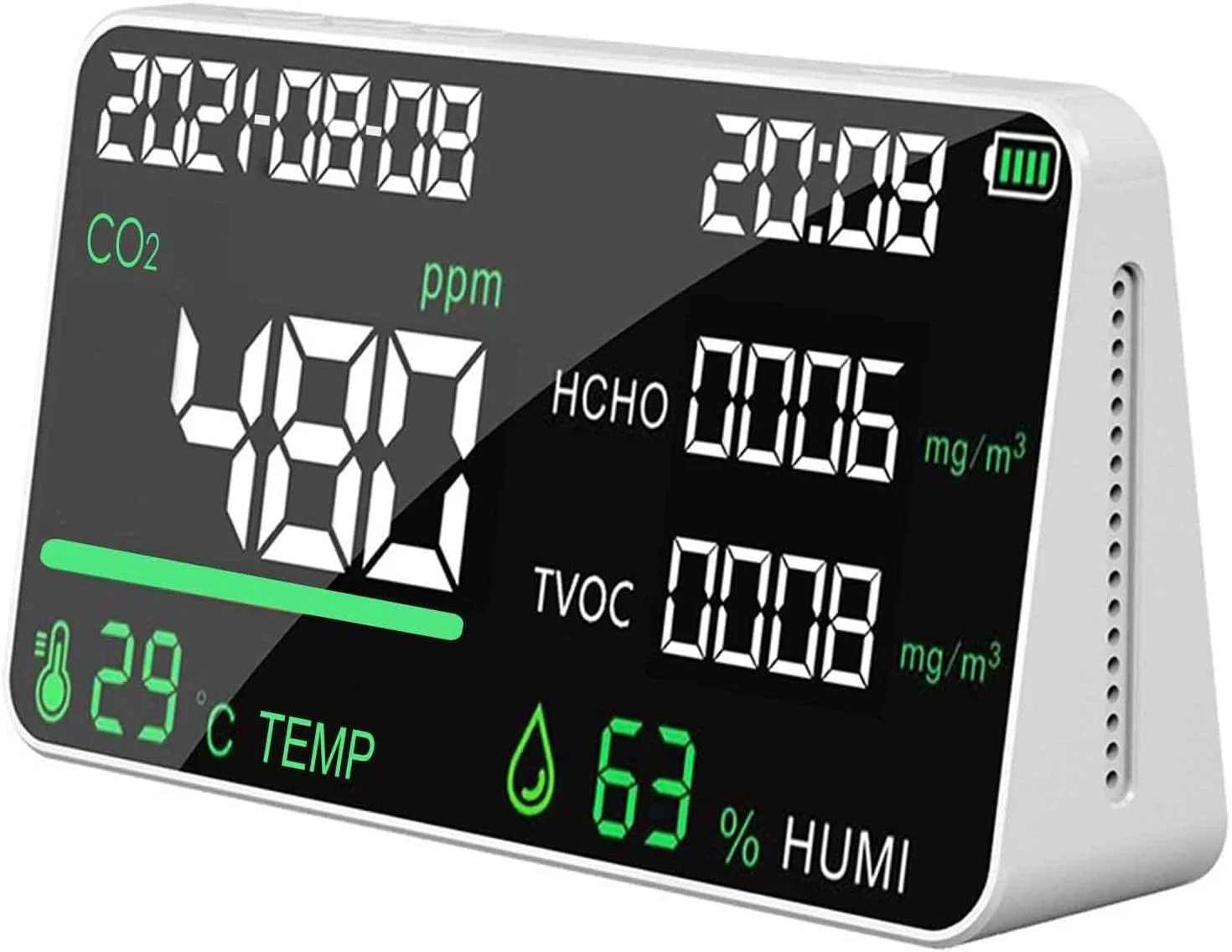 دستگاه سنجش کیفیت هوا، ردیاب 6 در 1 دیجیتال دما، رطوبت و دی اکسید کربن، حسگر با قابلیت خوانش لحظه ای، مناسب برای خانه، مدرسه و اداره دستگاه سنجش کیفیت هوا، ردیاب 6 در 1 دیجیتال دما، رطوبت و دی اکسید کربن، حسگر با قابلیت خوانش لحظه ای، مناسب برای خانه، مدرسه و اداره