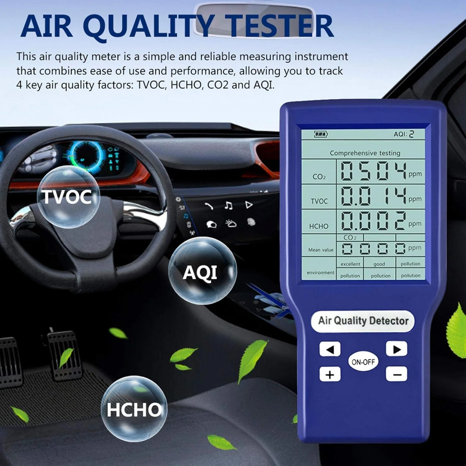 دستگاه سنجش کیفیت هوا، مانیتور دی اکسید کربن قابل حمل مینی، سنسور دیجیتال CO2 قابل اعتماد