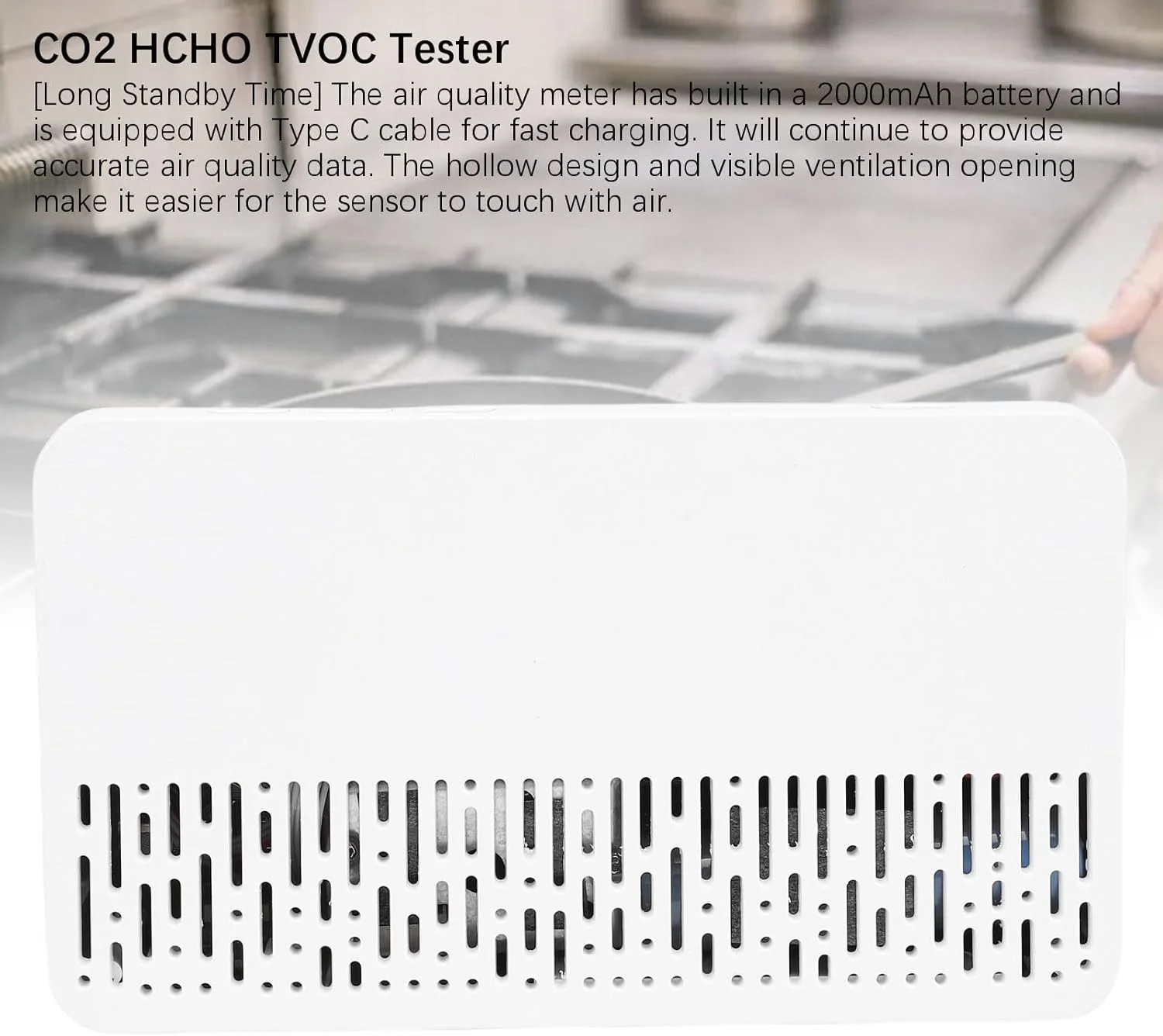 دستگاه سنجش کیفیت هوا 11 در 1، مانیتور کیفیت هوای داخل خانه، CO2 CO HCHO TVOC PM2.5 PM10، دماسنج و رطوبت سنج قابل شارژ برای استفاده در منزل، اداره و فضای داخلی