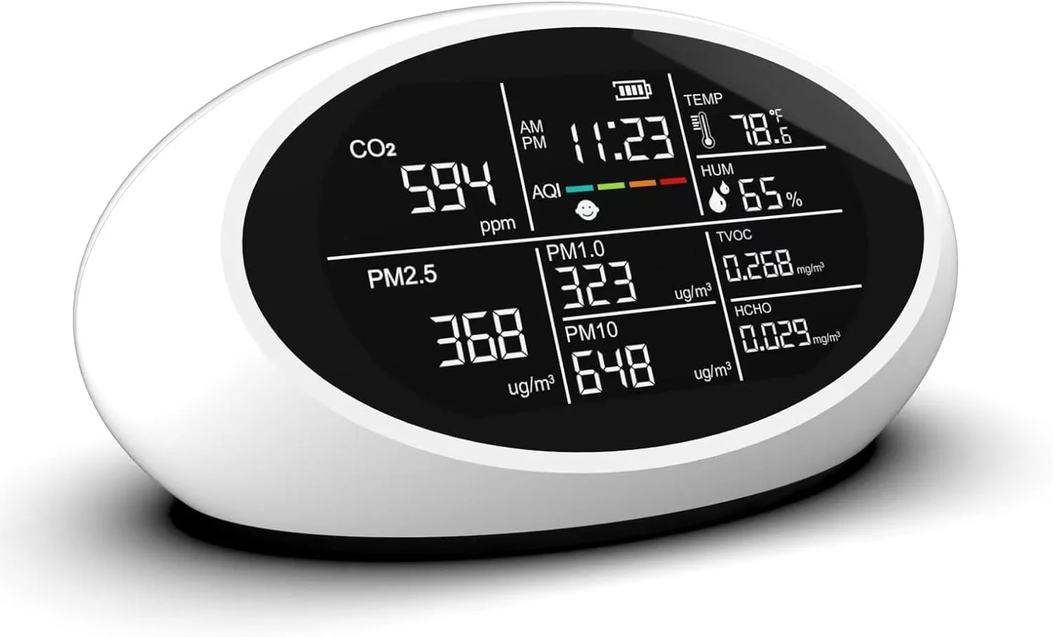 دستگاه سنجش کیفیت هوا 12 در 1، مانیتور کیفیت هوای قابل حمل، برای CO2، PM1.0، PM2.5، HCHO، TVOC و موارد دیگر، تستر کیفیت هوا برای خانه، هتل، دفتر، ماشین، مانیتور هوا با باتری (سفید) دستگاه سنجش کیفیت هوا 12 در 1، مانیتور کیفیت هوای قابل حمل، برای CO2، PM1.0، PM2.5، HCHO، TVOC و موارد دیگر، تستر کیفیت هوا برای خانه، هتل، دفتر، ماشین، مانیتور هوا با باتری (سفید)