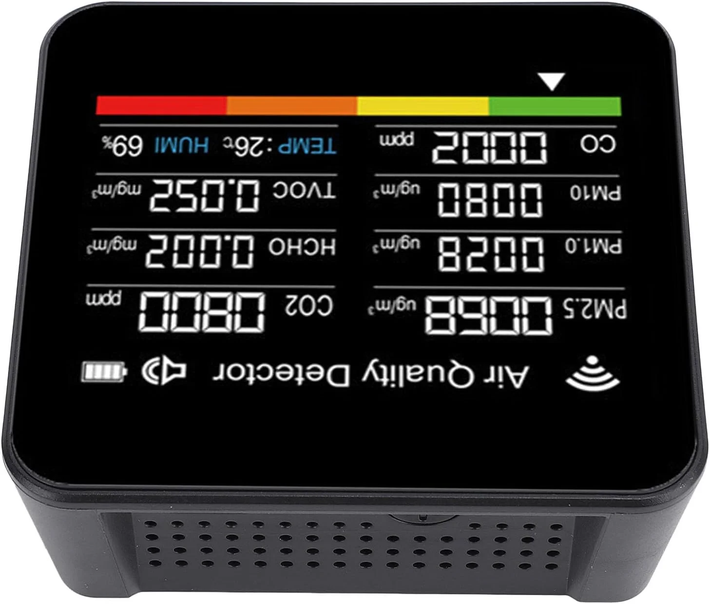 دستگاه سنجش کیفیت هوای داخلی 14 در 1، وای فای، سنسور دقیق، صفحه نمایش واضح، دستگاه سنجش هوشمند برای خانه و محل کار با برنامه هوشمند، تشخیص PM2.5، HCHO، دما و رطوبت