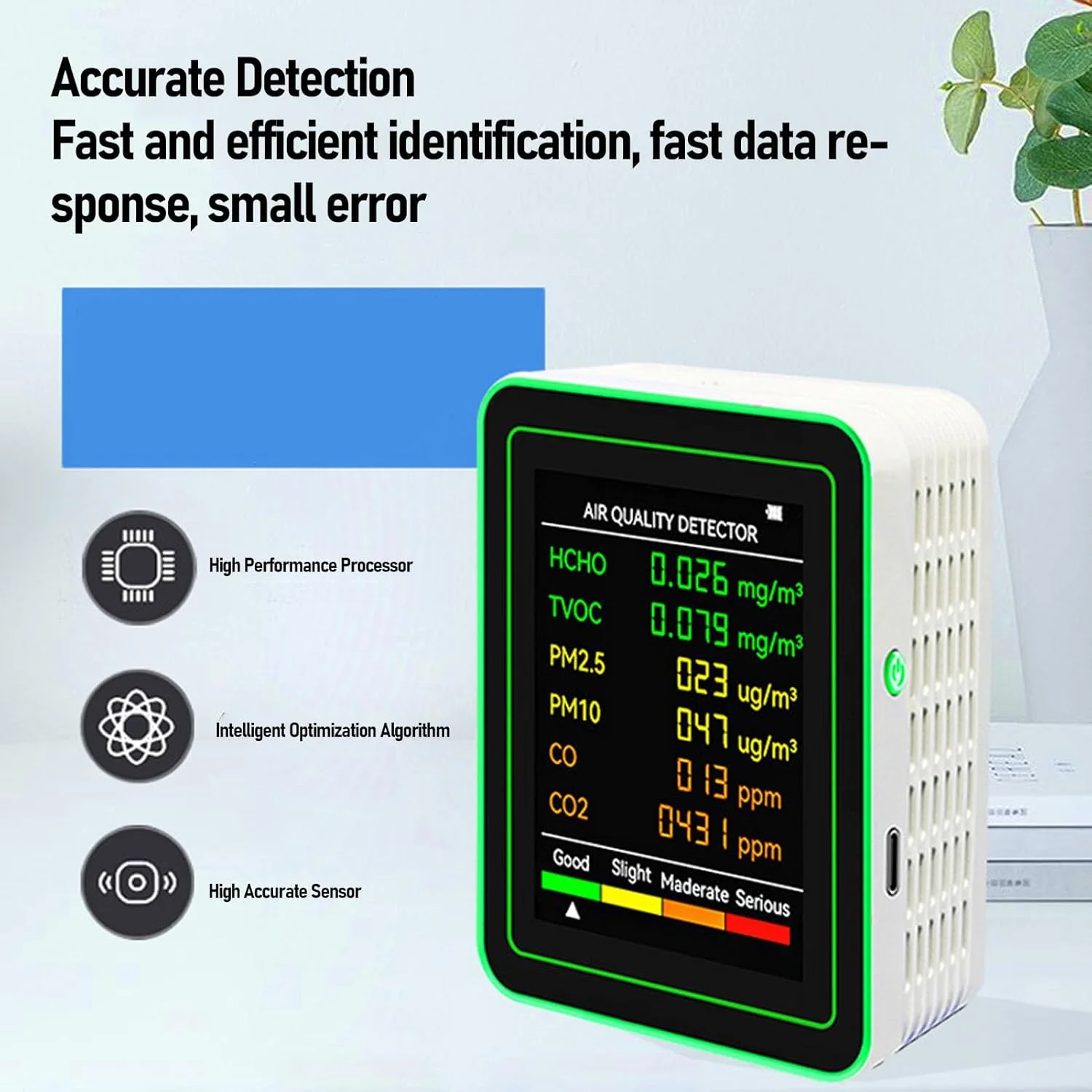 مانیتور کیفیت هوای داخلی، تستر هوشمند قابل حمل کیفیت هوا برای CO2 TVOC HCHO PM2.5 PM10، با صفحه نمایش دیجیتال LCD رنگی، برای خانه، دفتر، RV (سفید سبز) مانیتور کیفیت هوای داخلی، تستر هوشمند قابل حمل کیفیت هوا برای CO2 TVOC HCHO PM2.5 PM10، با صفحه نمایش دیجیتال LCD رنگی، برای خانه، دفتر، RV (سفید سبز)