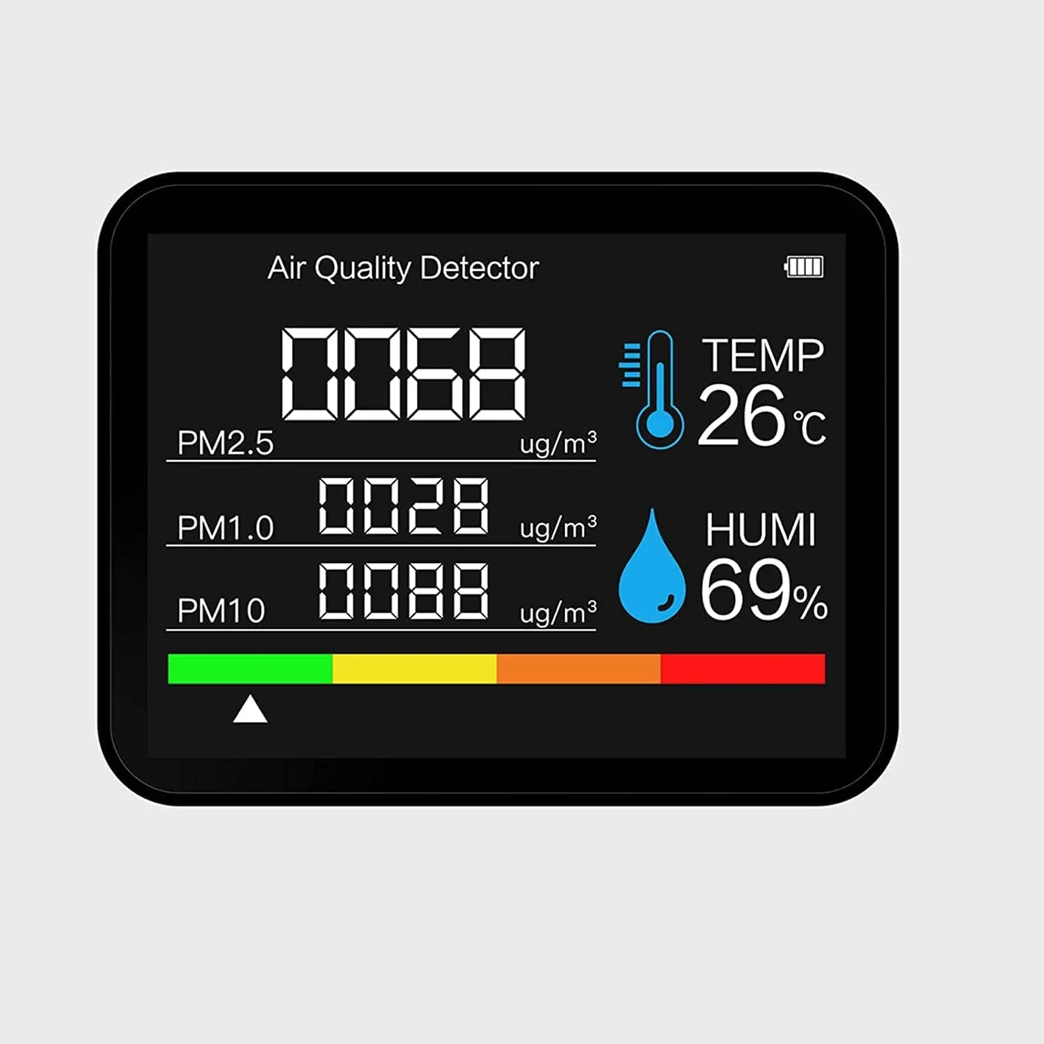 دستگاه سنجش کیفیت هوا 8 در 1، متر CO2، سنسور PM2.5/PM1.0/PM10، سنسور تست HCHO/TVOC، دماسنج و رطوبت سنج برای خانه دستگاه سنجش کیفیت هوا 8 در 1، متر CO2، سنسور PM2.5/PM1.0/PM10، سنسور تست HCHO/TVOC، دماسنج و رطوبت سنج برای خانه