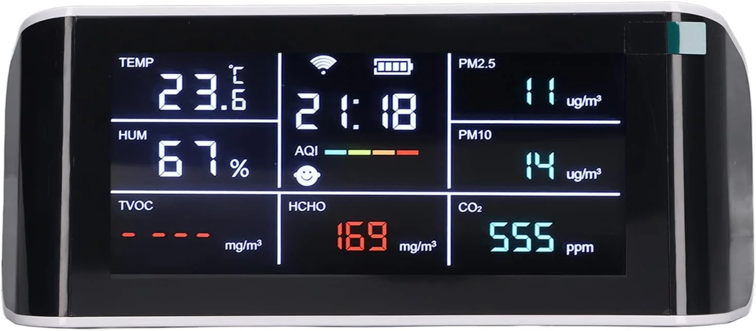 مانیتور کیفیت، مانیتور CO2 قابل حمل چند منظوره وای فای 9 در 1 با قابلیت اتصال به برنامه، برای خانه ها و انبارهای شراب