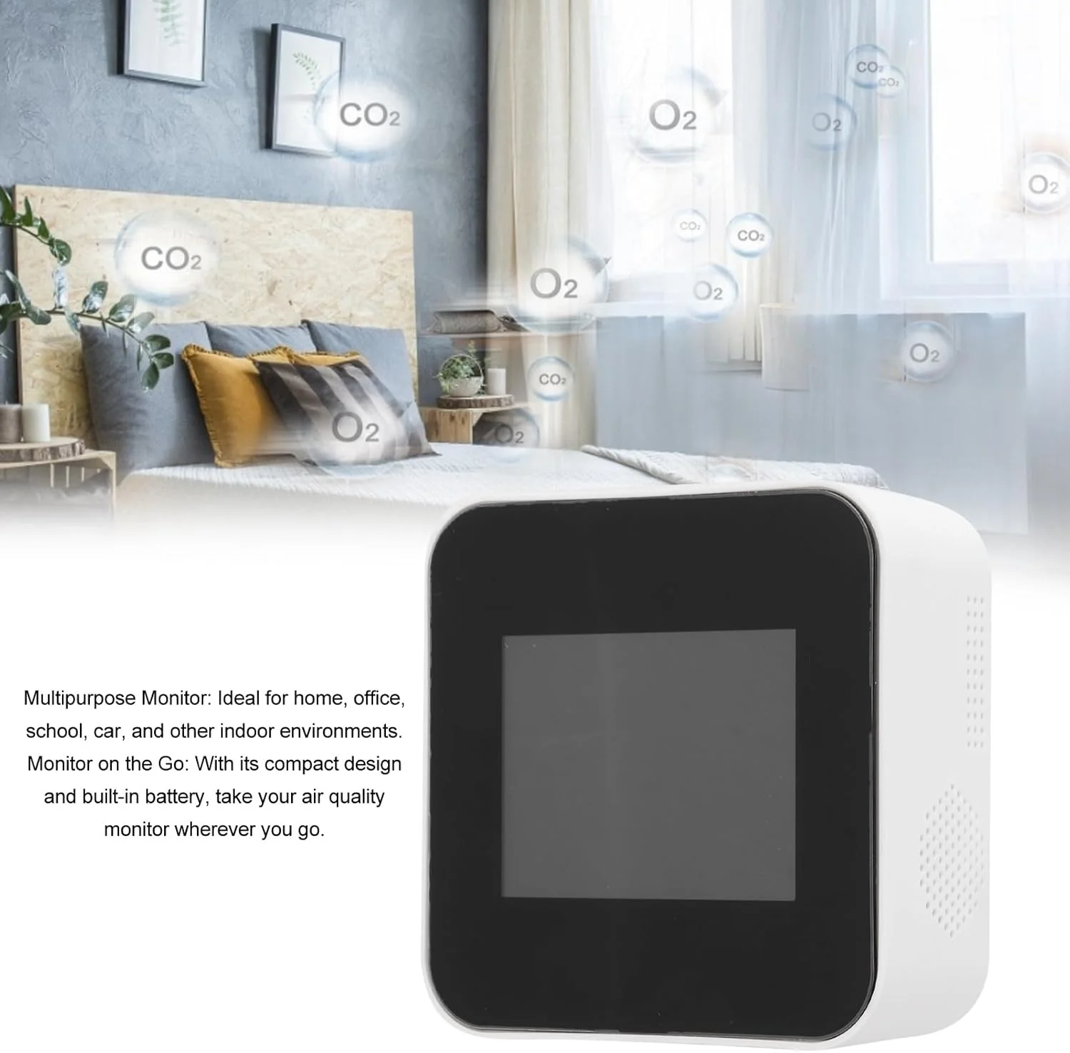 مانیتور کیفیت هوا، نمایشگر دیجیتال قابل حمل، سنسور کیفیت با شارژ Type C برای فضای داخلی (KB1: مانیتور PM2.5)