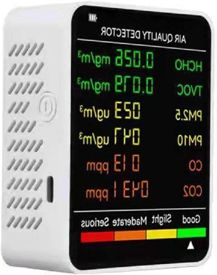 دستگاه سنجش کیفیت هوا، سنسور داخلی تشخیص CO2، دستگاه تشخیص آلودگی هوا 6 در 1، تستر دی اکسید کربن PM2.5/PM10 برای خانه