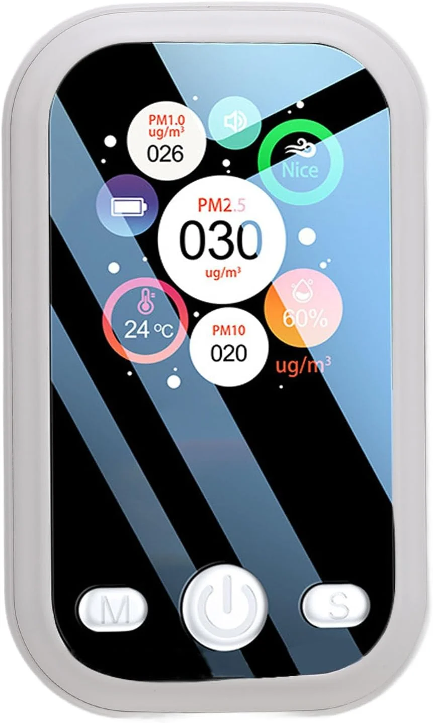 دستگاه مانیتور کیفیت هوا PM2.5 PM10 PM1.0، تستر رطوبت، صفحه نمایش LCD، مینی متر قابل حمل کیفیت هوا برای خانه، دفتر، ماشین (سفید) دستگاه مانیتور کیفیت هوا PM2.5 PM10 PM1.0، تستر رطوبت، صفحه نمایش LCD، مینی متر قابل حمل کیفیت هوا برای خانه، دفتر، ماشین (سفید)