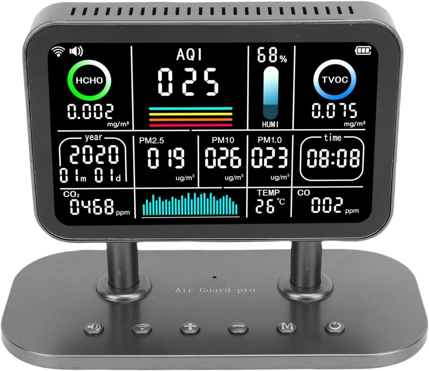 دستگاه سنجش کیفیت هوای داخل خانه، آشکارساز هوشمند برای HCHO TVOC PM1.0 PM2.5 PM10، دما و رطوبت، مناسب برای منزل، دفتر، کلاس درس و کارخانه دستگاه سنجش کیفیت هوای داخل خانه، آشکارساز هوشمند برای HCHO TVOC PM1.0 PM2.5 PM10، دما و رطوبت، مناسب برای منزل، دفتر، کلاس درس و کارخانه