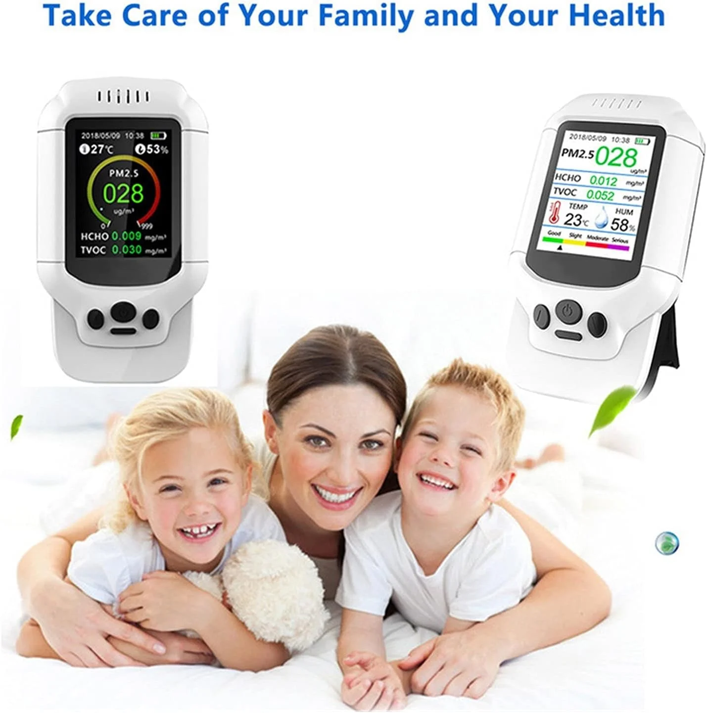 دستگاه سنجش کیفیت هوا، آشکارساز کیفیت هوا PM2.5، دما و رطوبت، TVOC نسخه انگلیسی