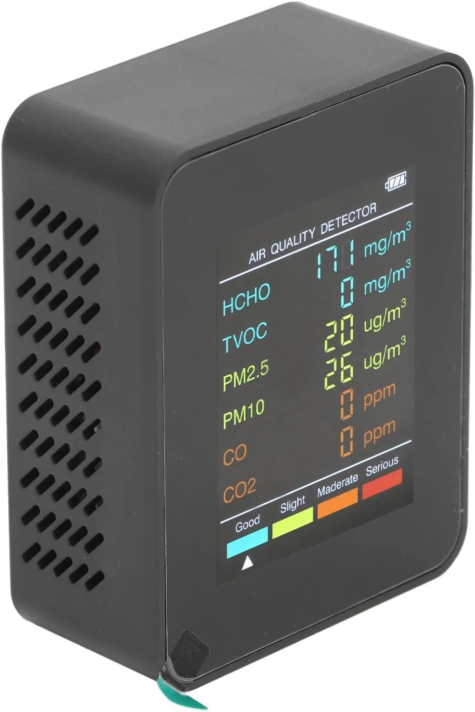 مانیتور کیفیت هوا، ردیاب CO2 TVOC HCHO PM2.5 PM10 با آلارم، شارژ USB، صفحه نمایش با نور پس زمینه، دستگاه سنجش کیفیت هوای داخلی برای خانه و دفتر (مشکی) مانیتور کیفیت هوا، ردیاب CO2 TVOC HCHO PM2.5 PM10 با آلارم، شارژ USB، صفحه نمایش با نور پس زمینه، دستگاه سنجش کیفیت هوای داخلی برای خانه و دفتر (مشکی)