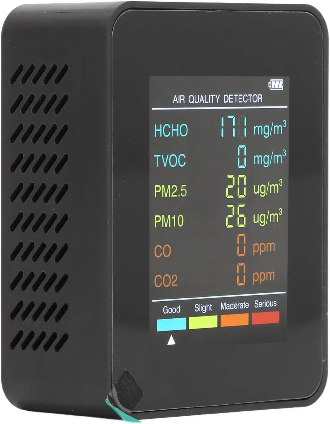 مانیتور کیفیت هوا، ردیاب CO2 TVOC HCHO PM2.5 PM10 با آلارم، شارژ USB، صفحه نمایش با نور پس زمینه، دستگاه سنجش کیفیت هوای داخلی برای خانه و دفتر (مشکی) مانیتور کیفیت هوا، ردیاب CO2 TVOC HCHO PM2.5 PM10 با آلارم، شارژ USB، صفحه نمایش با نور پس زمینه، دستگاه سنجش کیفیت هوای داخلی برای خانه و دفتر (مشکی)