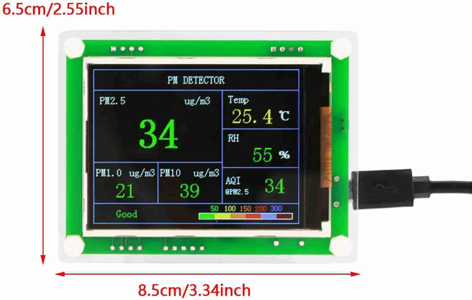 دستگاه سنجش کیفیت هوا PM2.5 با صفحه نمایش 2.8 اینچی TFT، دستگاه دیجیتال چند منظوره برای خودرو، خانه، دارای حسگر با حساسیت بالا برای خودرو، خانه، دفتر، هتل، فضای داخلی