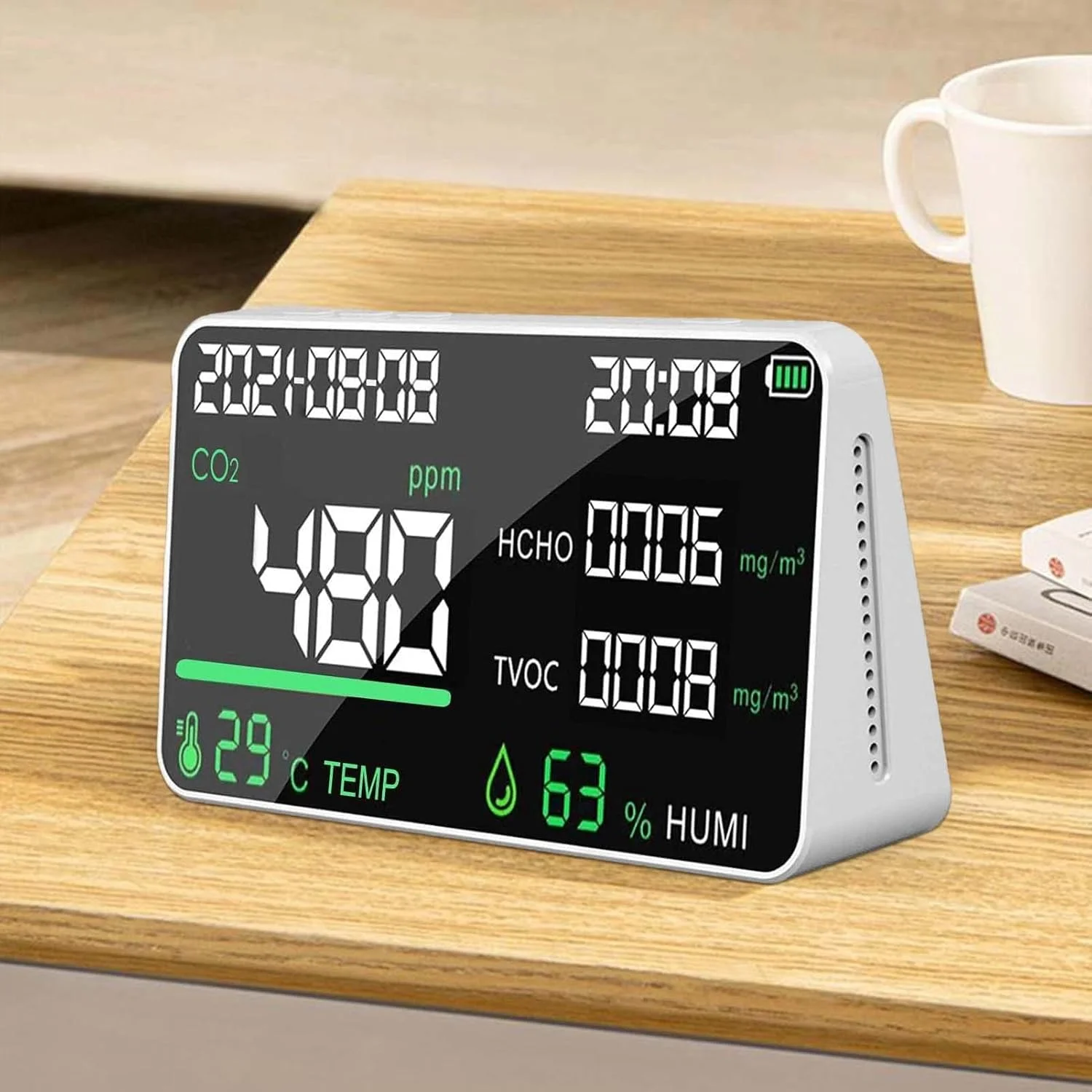 نمایشگر CO2، نمایشگر کیفیت هوای داخلی، نمایشگر کیفیت هوای 5 در 1، ردیاب CO2 داخلی، آشکارساز TVOC HCHO، تستر دما و رطوبت سنسور NDIR صفحه نمایش LCD نمایش تاریخ و زمان - مشکی (رنگ: سفید) نمایشگر CO2، نمایشگر کیفیت هوای داخلی، نمایشگر کیفیت هوای 5 در 1، ردیاب CO2 داخلی، آشکارساز TVOC HCHO، تستر دما و رطوبت سنسور NDIR صفحه نمایش LCD نمایش تاریخ و زمان - مشکی (رنگ: سفید)