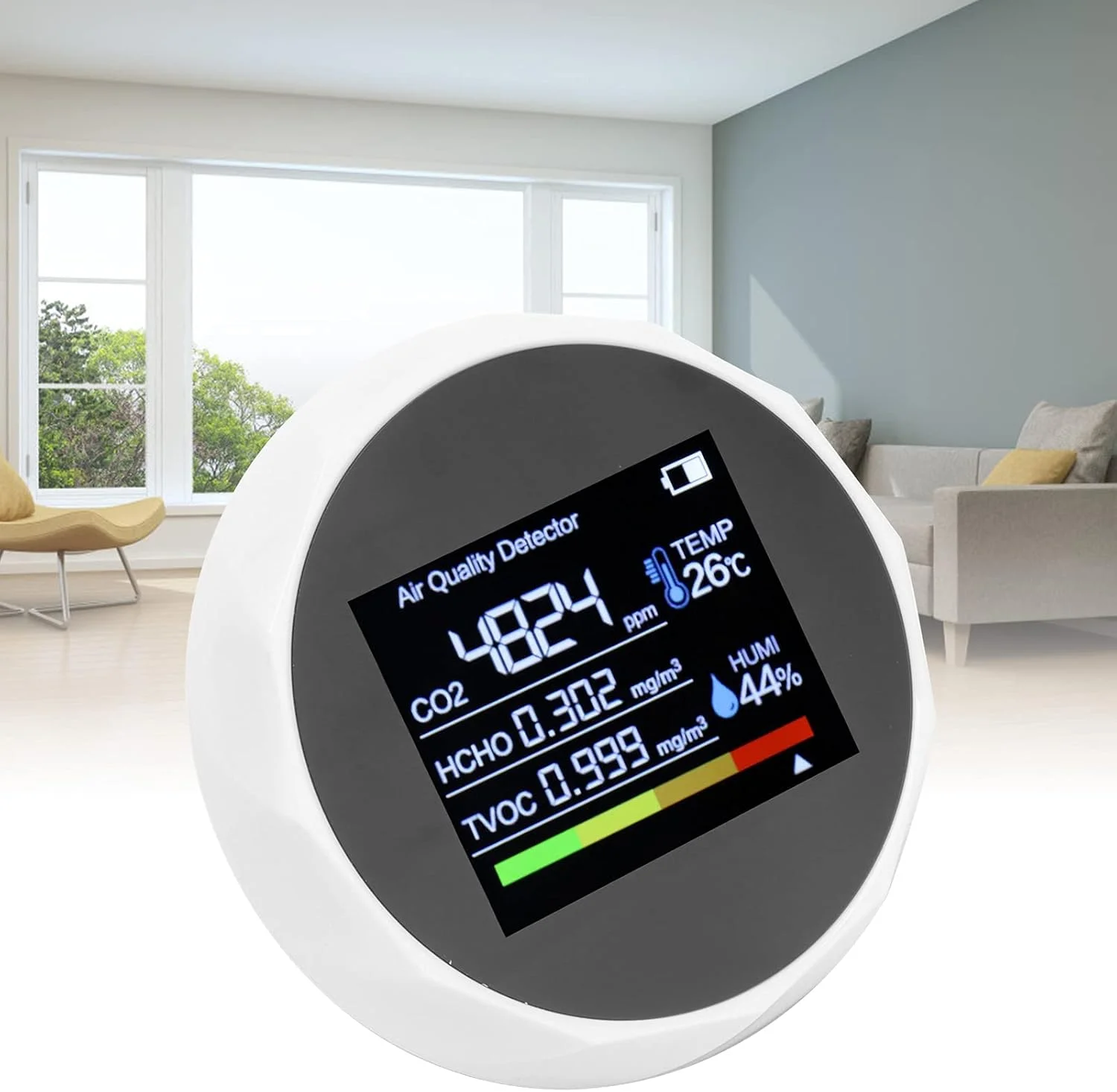 دستگاه تشخیص کیفیت هوا، مانیتور دما و رطوبت، دستگاه تشخیص CO2 با شارژ USB